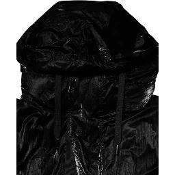 Black Logo Full Zip Hooded Quilted Jacket