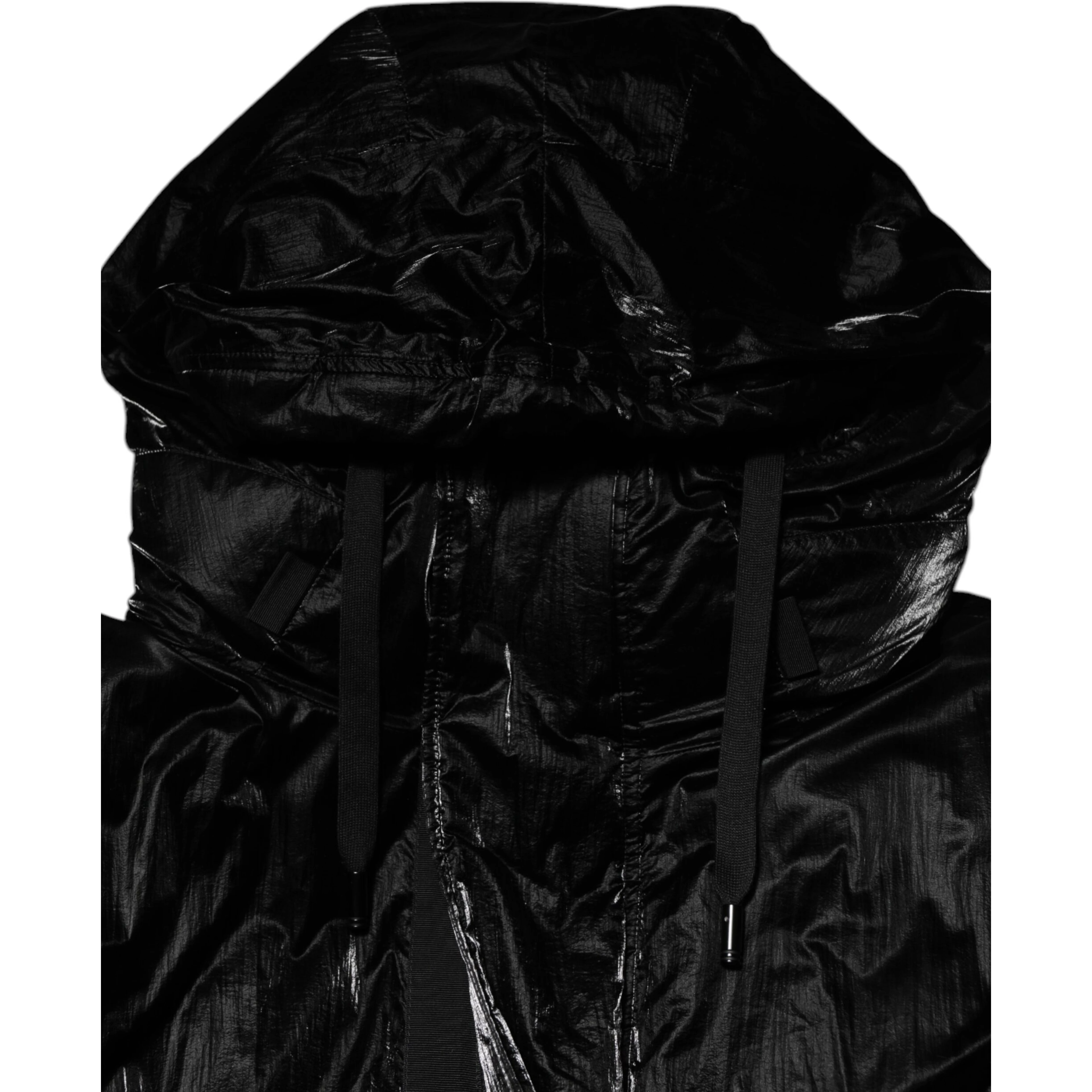 Black Logo Full Zip Hooded Quilted Jacket