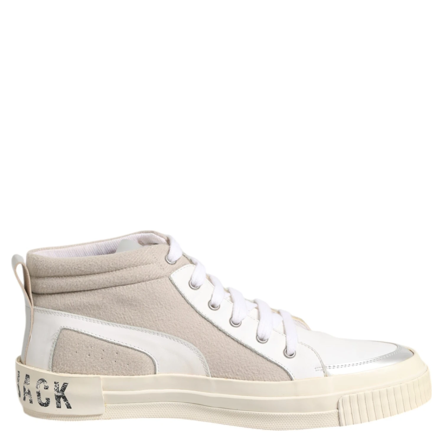 White Beige Lace Up Mid Top Casual Sneakers Shoes