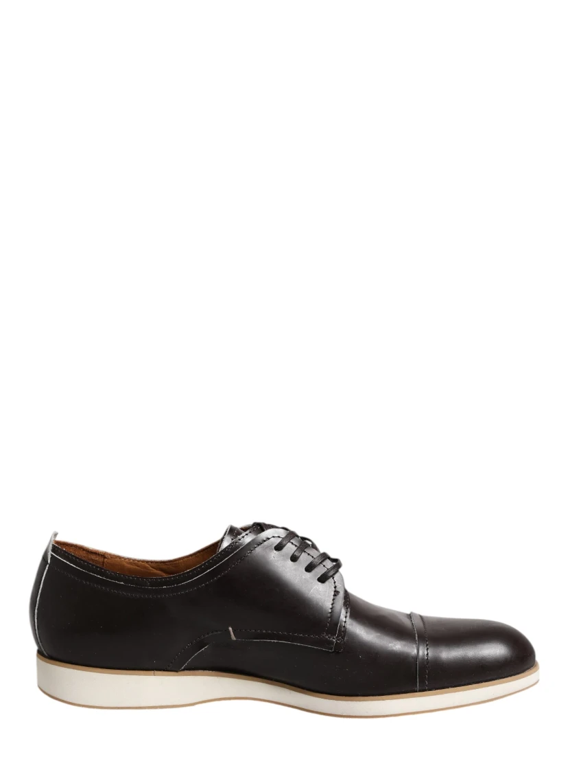 Dark Brown Leather Derby Lace Up Dress Formal Shoes
