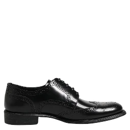 Black Leather Derby Wingtip Formal Shoes