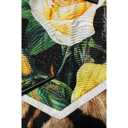 Black Silk Floral Crew Neck Pullover Sweater
