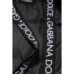 Black Logo Full Zip Hooded Quilted Jacket