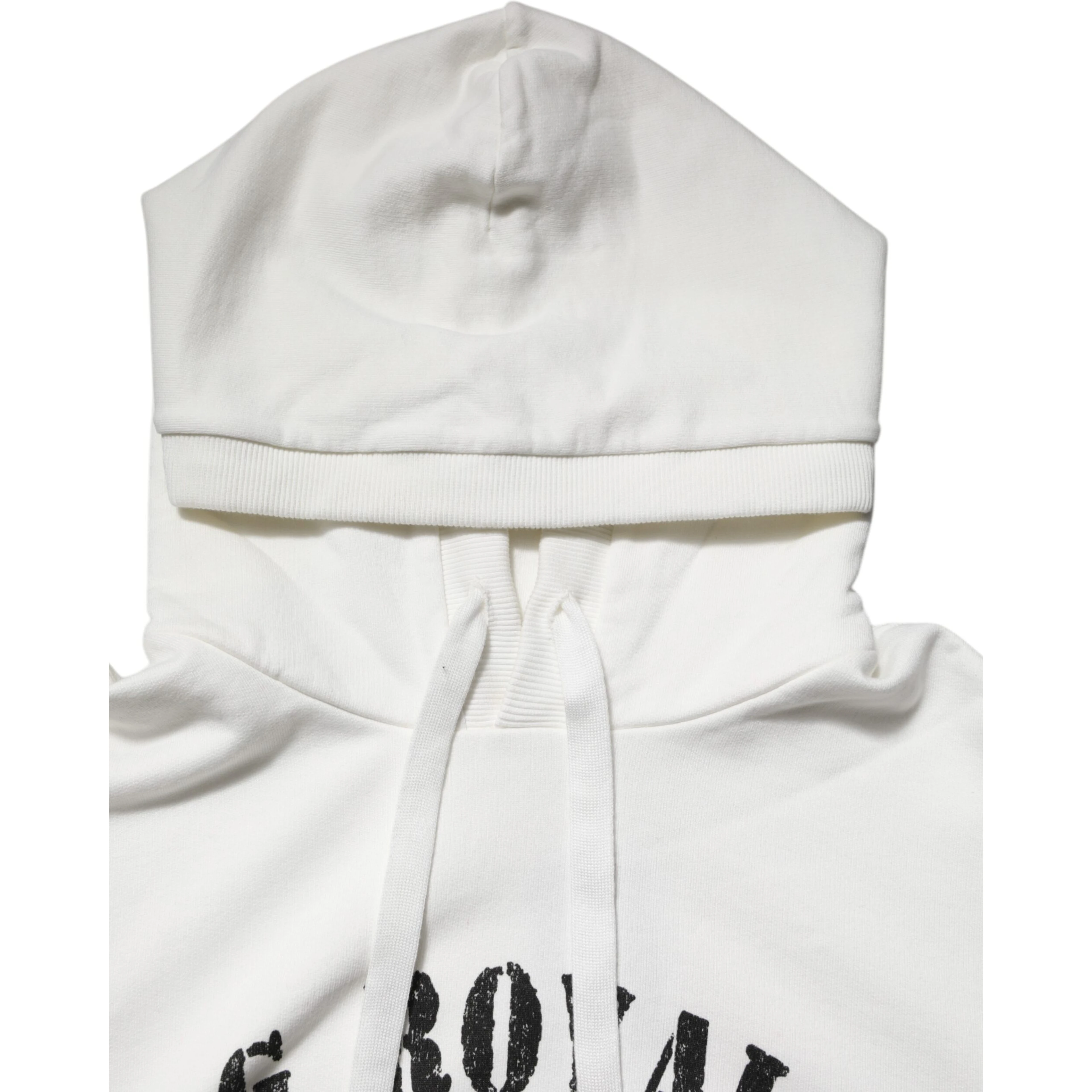 White Cotton DG ROYAL Print Hooded Sweater