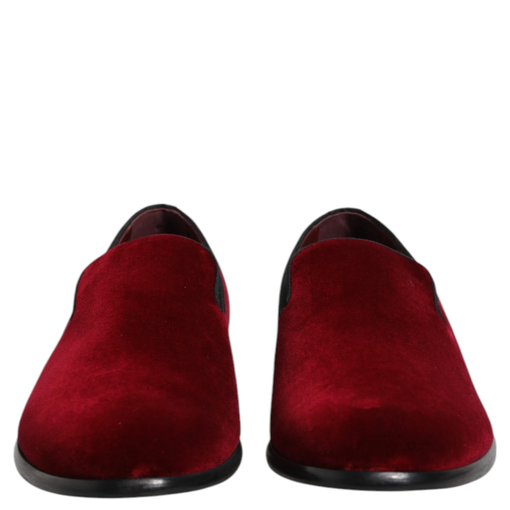 Red Cotton Velvet Slip On Loafers Formal Shoes