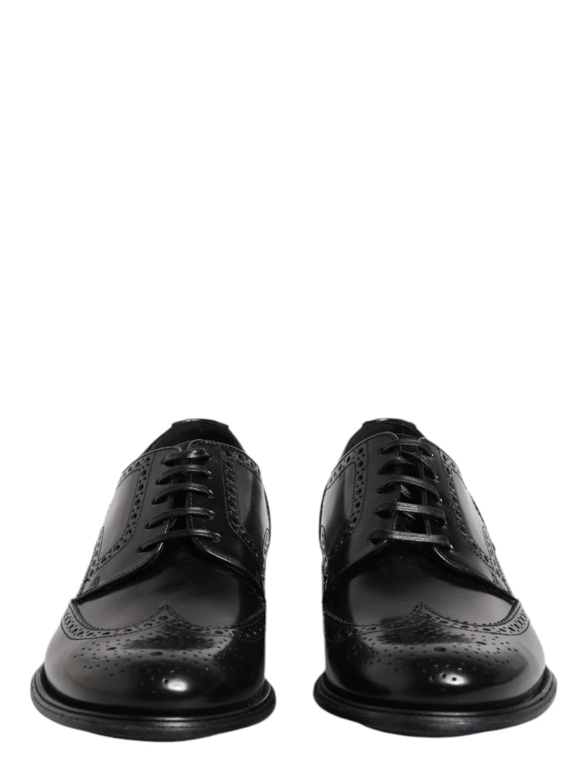 Black Leather Derby Wingtip Formal Shoes
