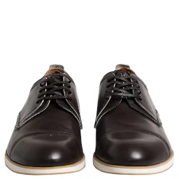 Dark Brown Leather Derby Lace Up Dress Formal Shoes
