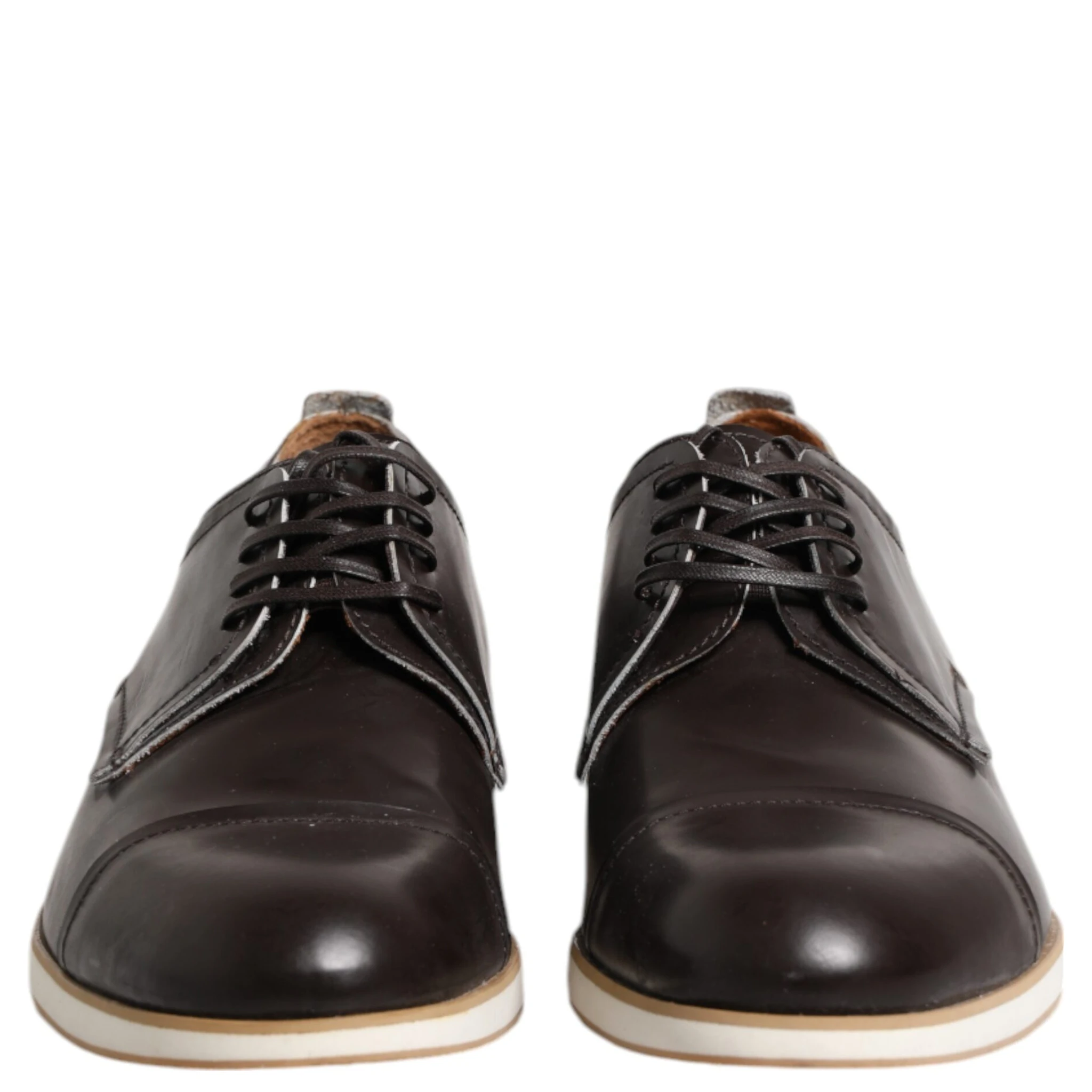 Dark Brown Leather Derby Lace Up Dress Formal Shoes