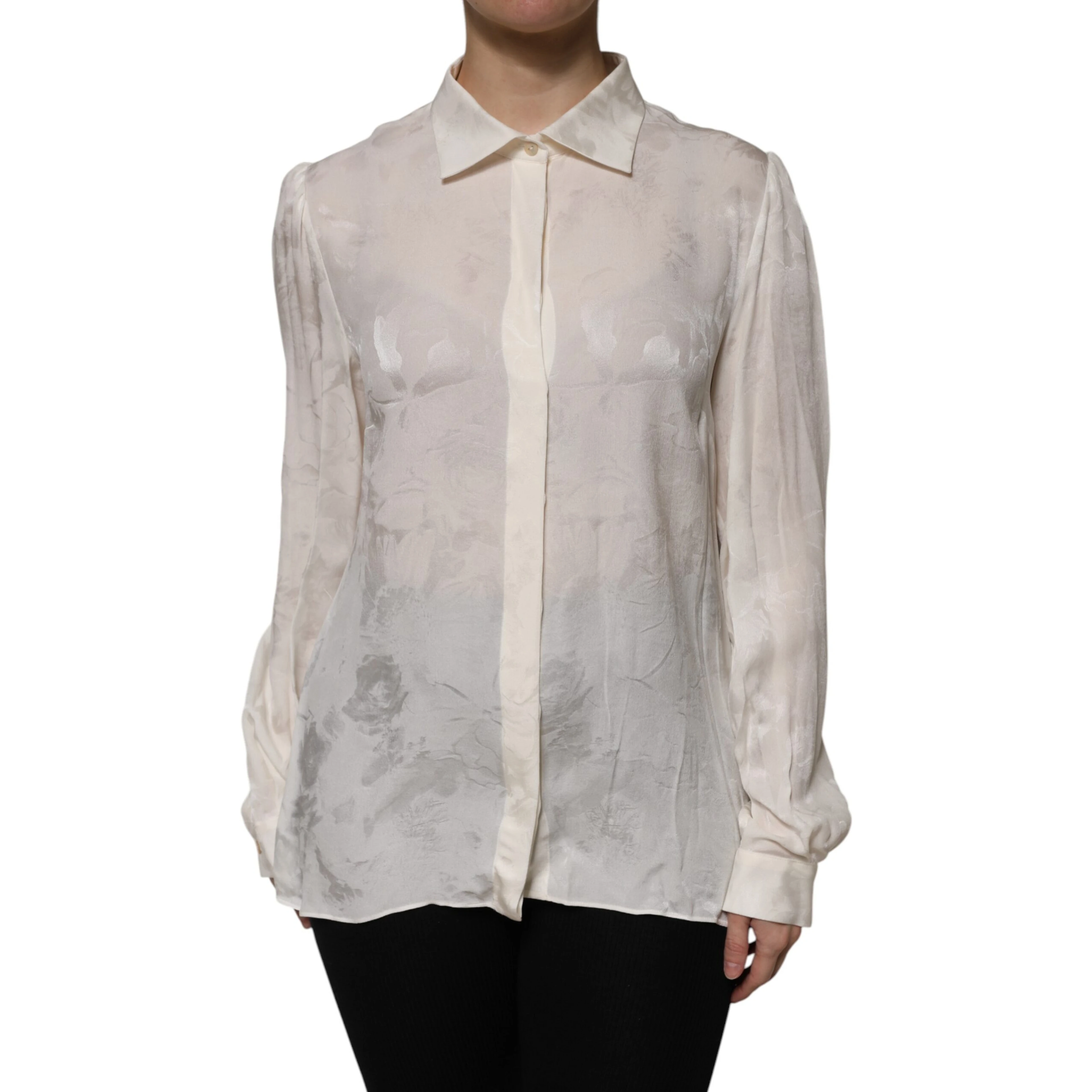 White Button Down Long Sleeves Blouse Top