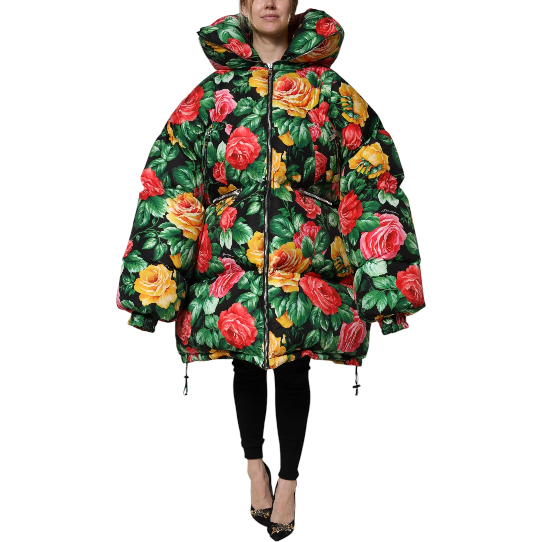 Multicolor Floral Puffer Hooded Jacket