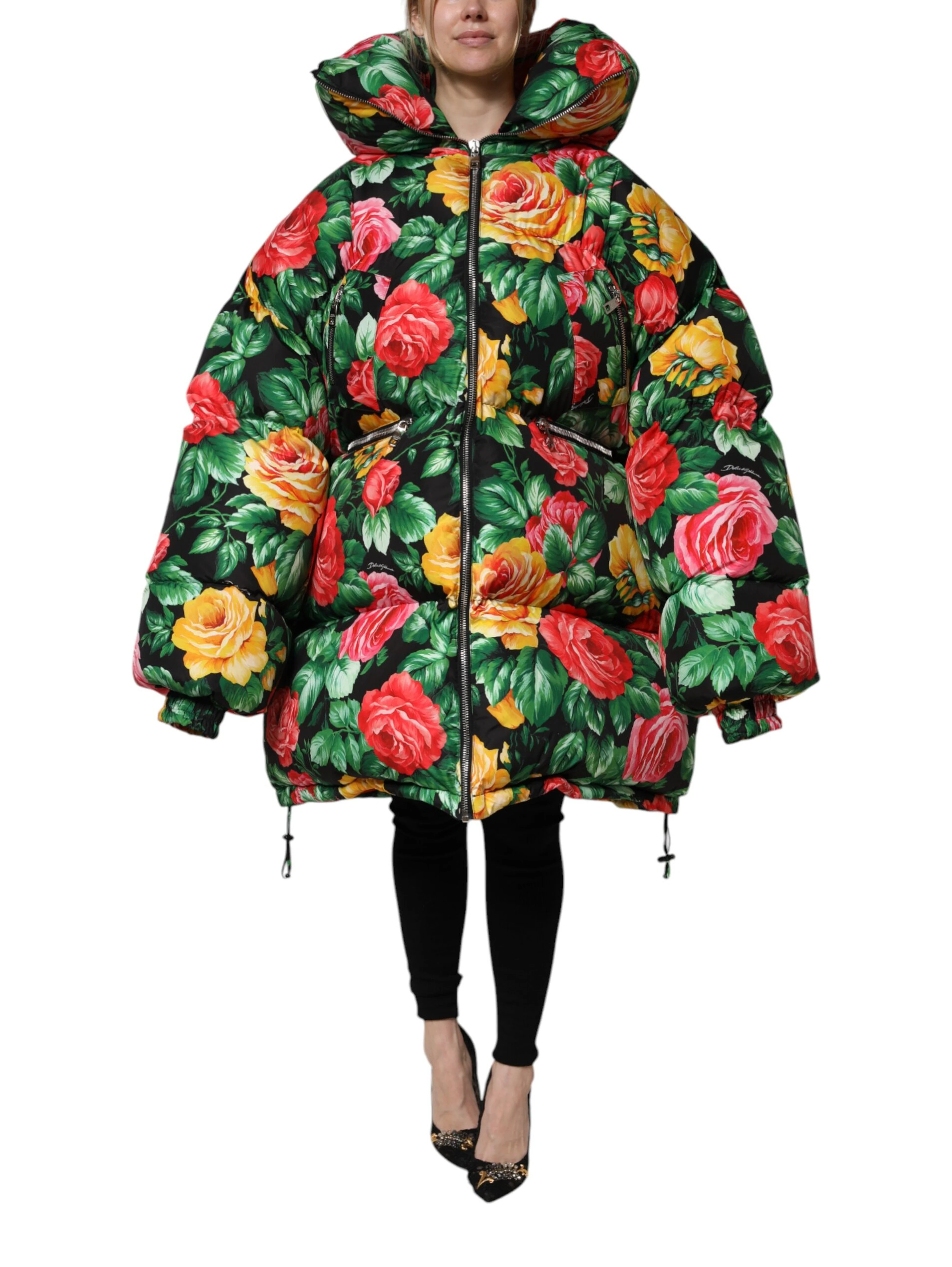 Multicolor Floral Puffer Hooded Jacket