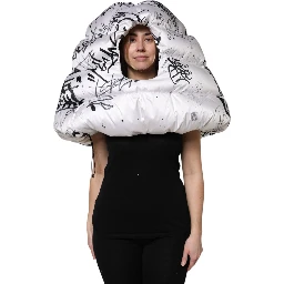 White Polyester Printed Hood Quilted Hat