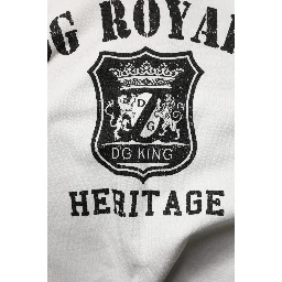 White Cotton DG ROYAL Print Hooded Sweater