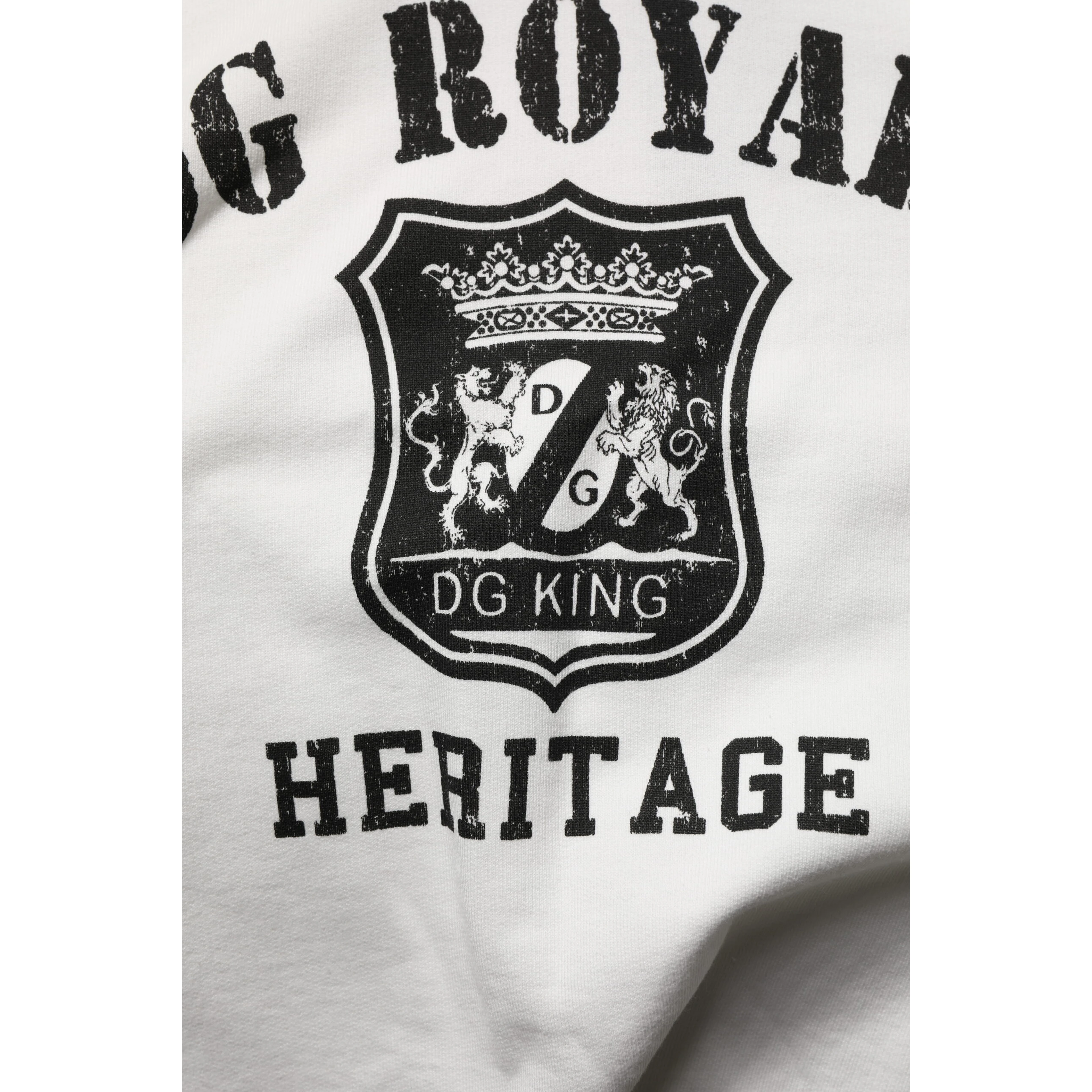 White Cotton DG ROYAL Print Hooded Sweater