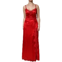 Red Silk Sleeveless Maxi Long Dress