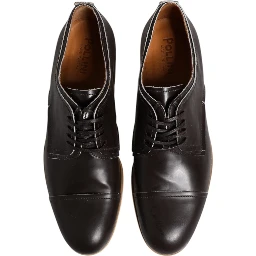 Dark Brown Leather Derby Lace Up Dress Formal Shoes
