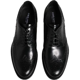 Black Leather Derby Wingtip Formal Shoes