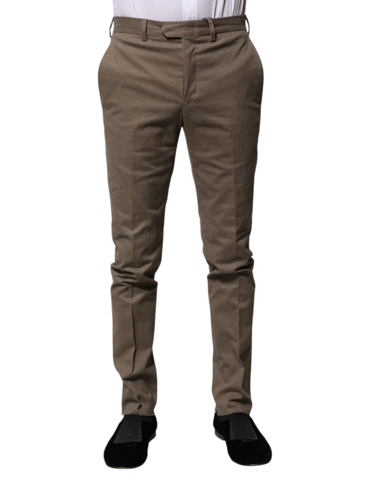 Brown Cotton Tapered Formal Dress Pants alternative