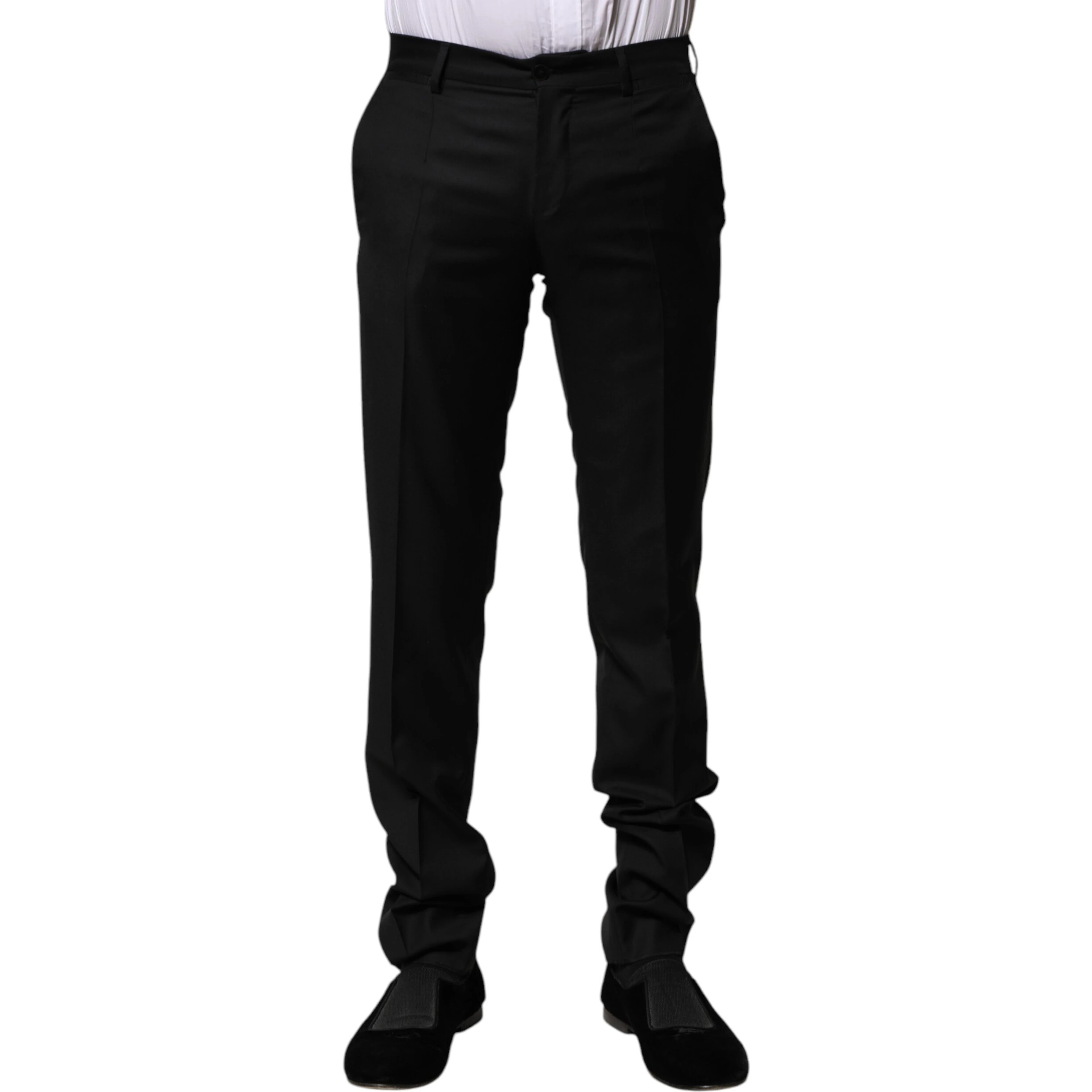 Black Wool Formal Men Slim Pants