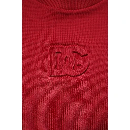 Red Embossed Logo Cotton Crew Neck Sweater