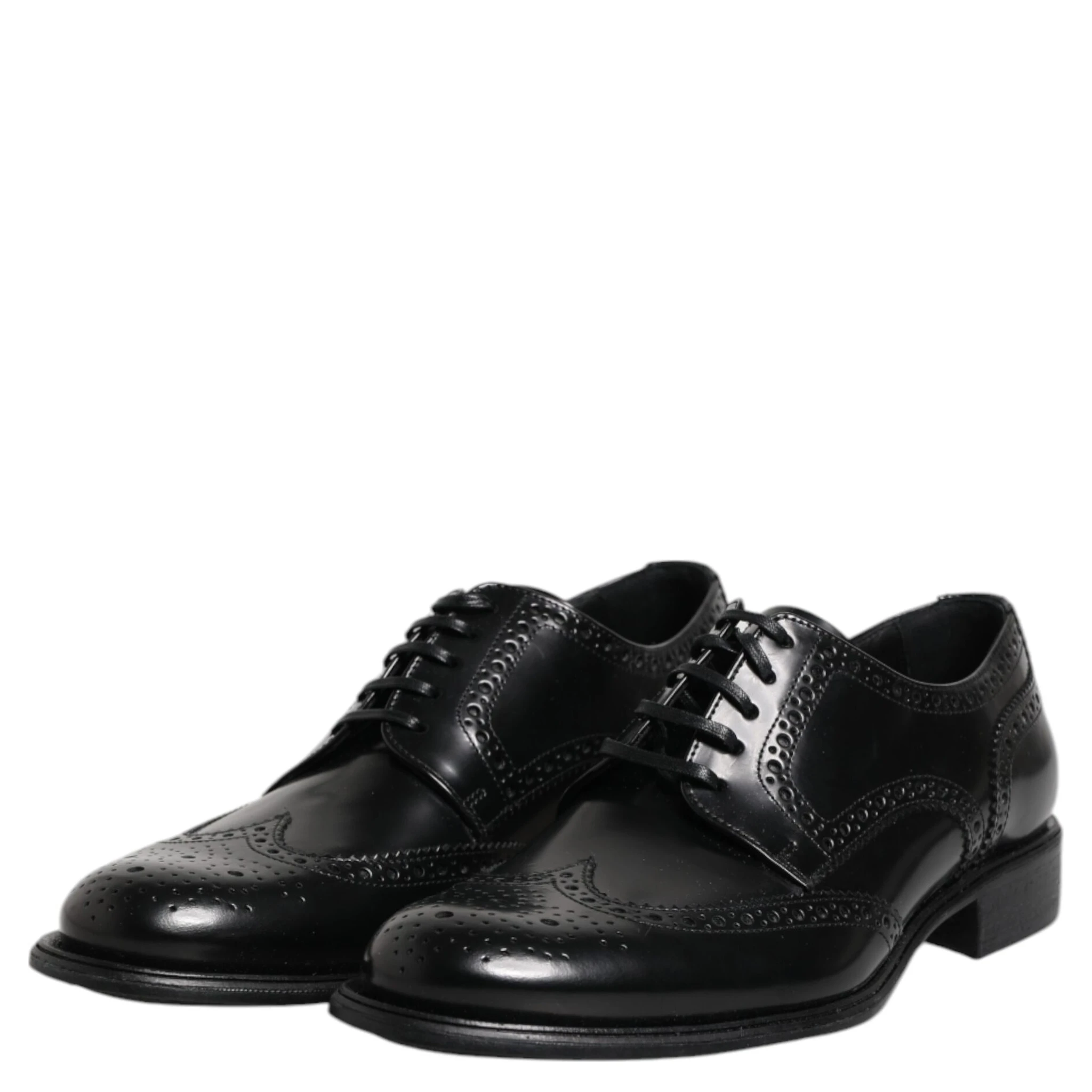 Black Leather Derby Wingtip Formal Shoes