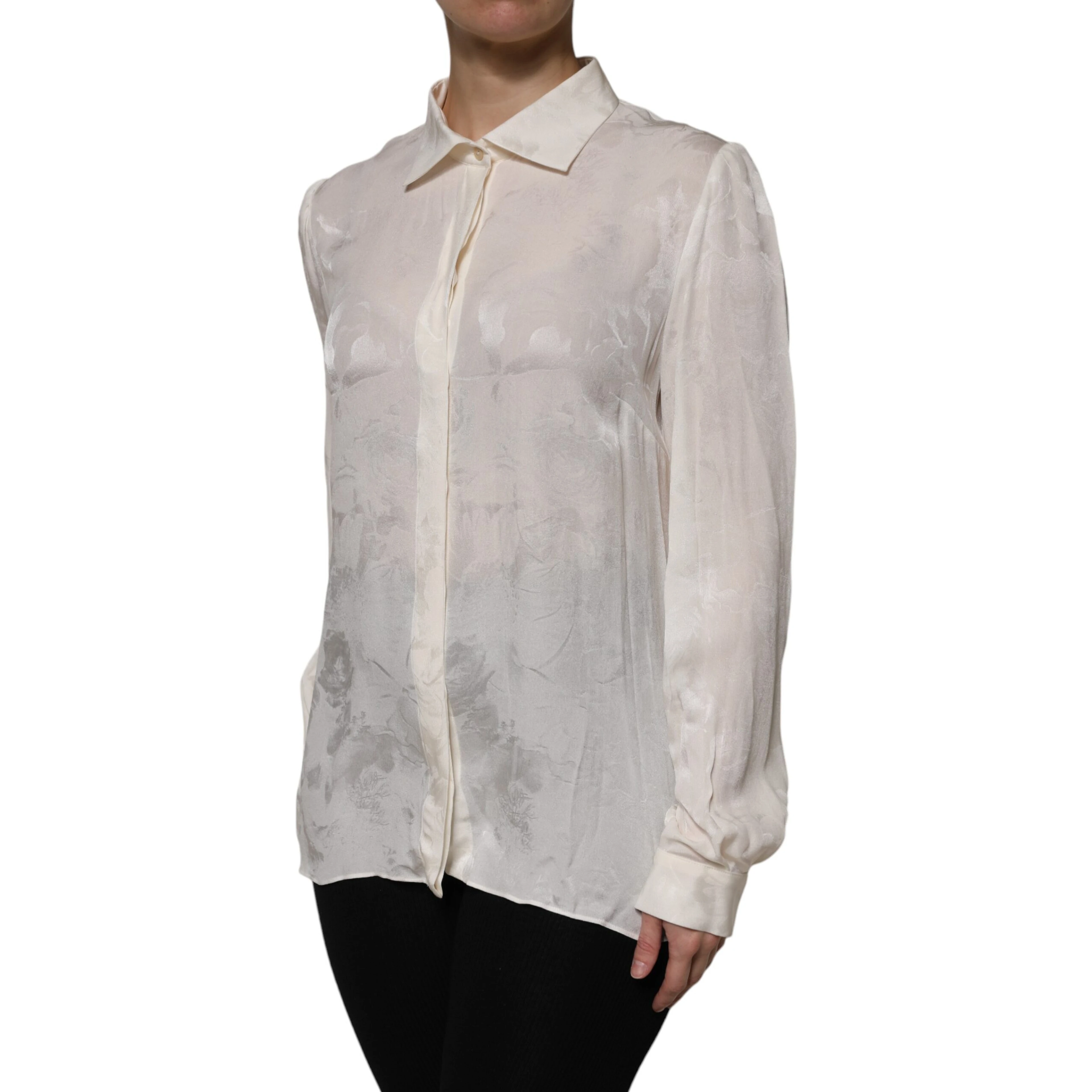 White Button Down Long Sleeves Blouse Top