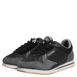 Black Gray Lace Up Low Top Casual Sneakers Shoes