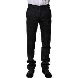 Black Wool Striped Formal Pants
