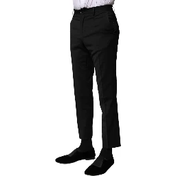 Black Wool Formal Men Cropped Pants