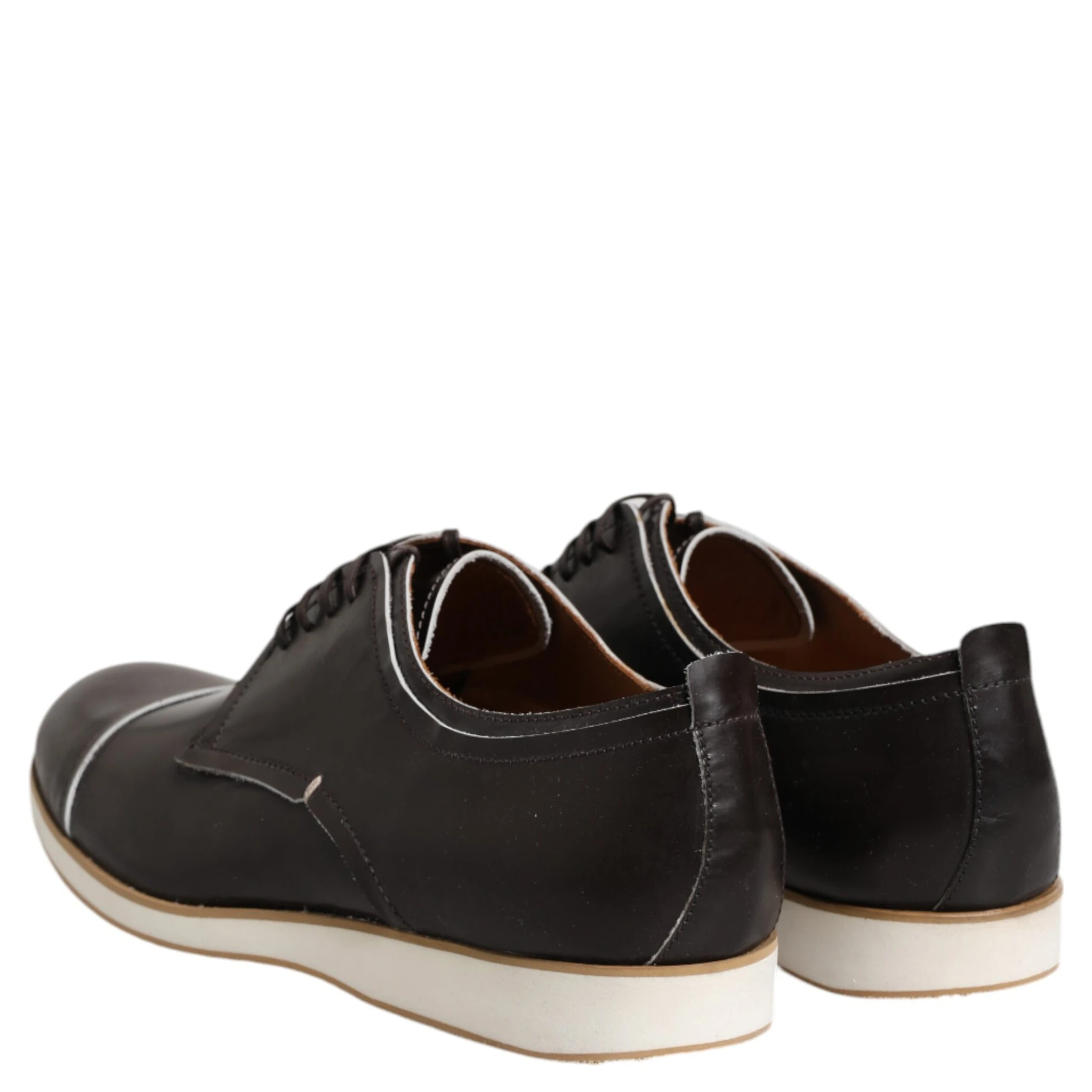 Dark Brown Leather Derby Lace Up Dress Formal Shoes
