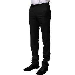 Black Wool Formal Men Slim Pants