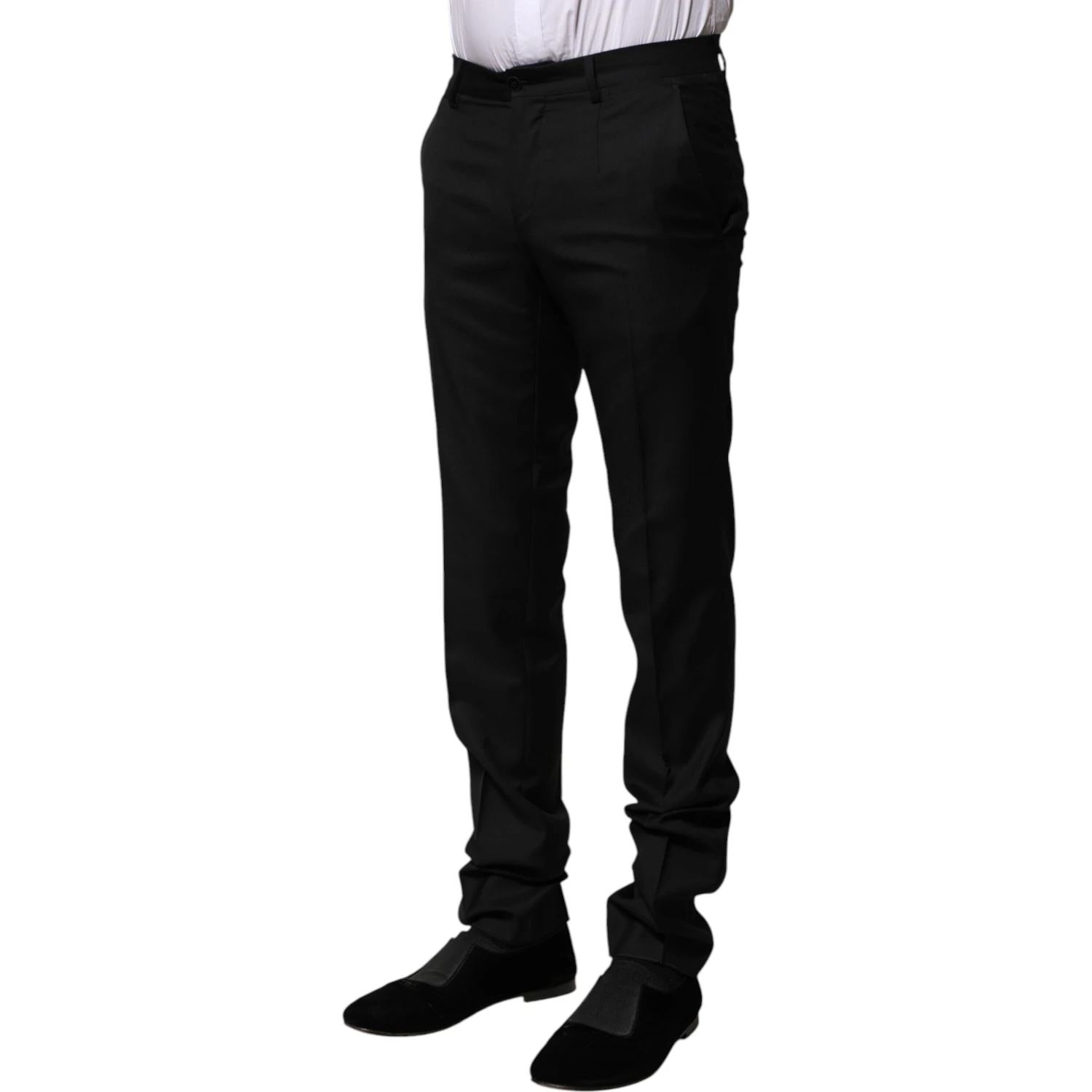 Black Wool Formal Men Slim Pants