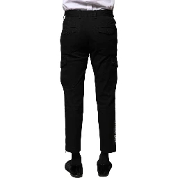 Black Cotton Formal Men Cropped Pants