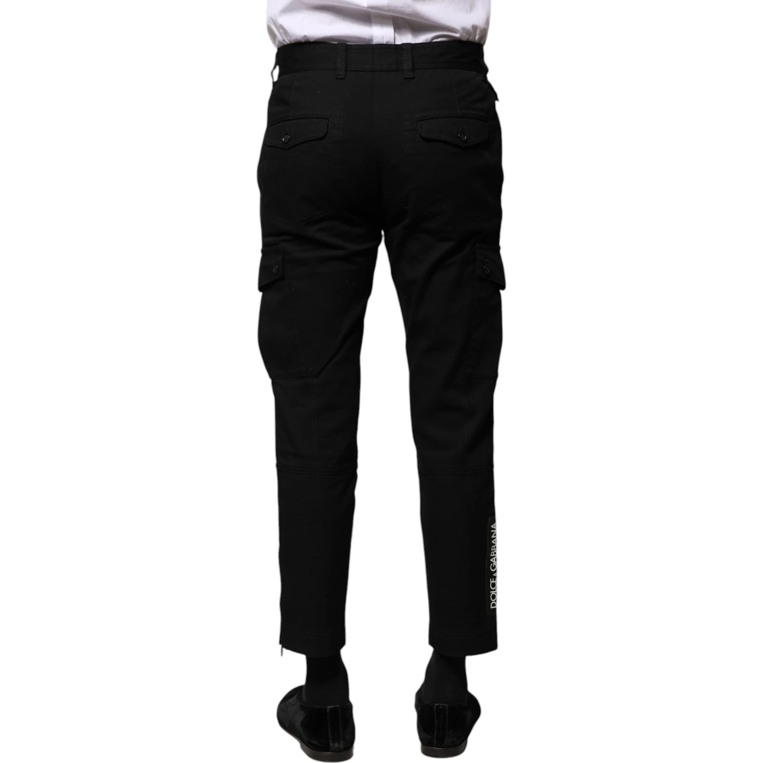 Black Cotton Formal Men Cropped Pants
