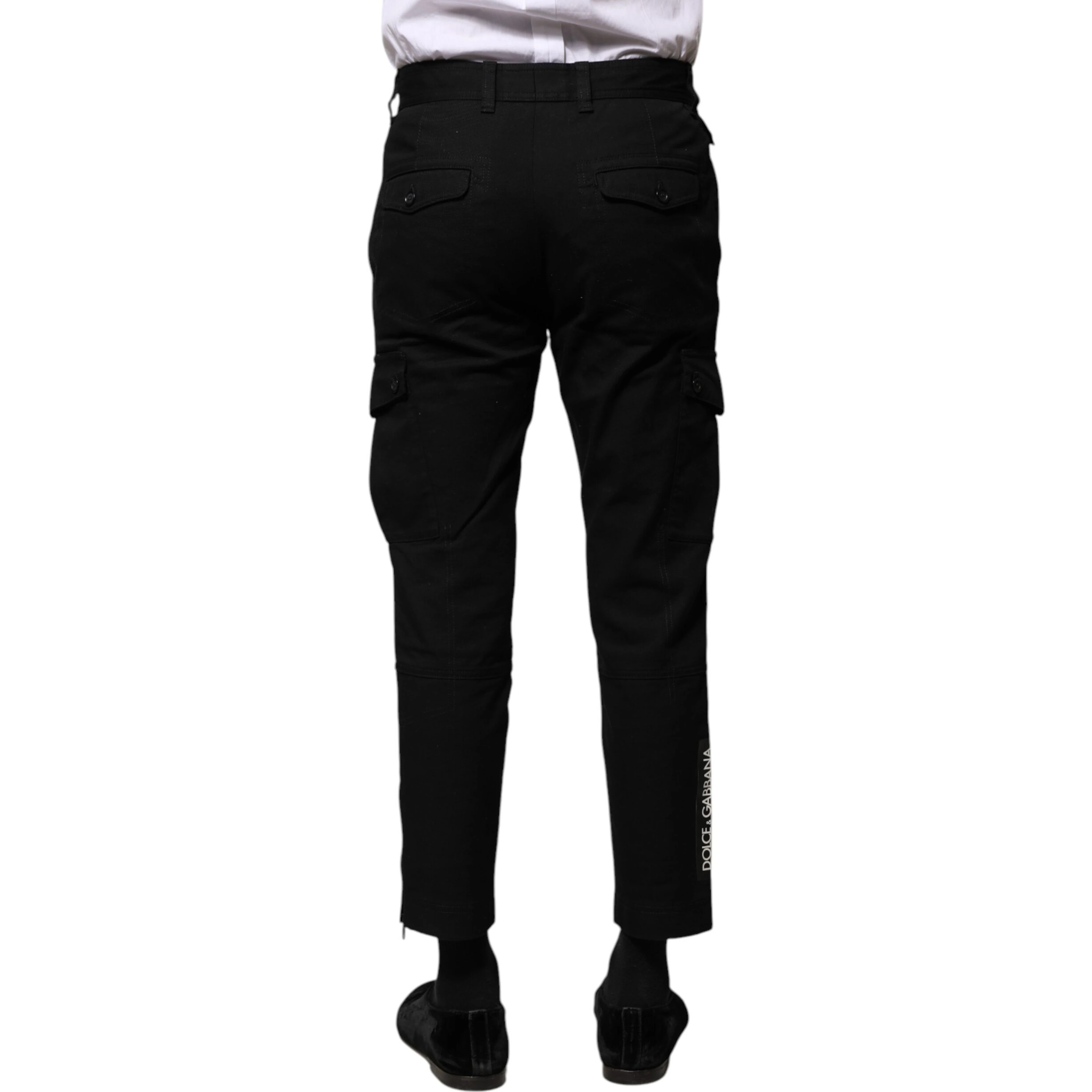 Black Cotton Formal Men Cropped Pants