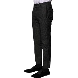 Gray Cotton Patterned Formal Pants