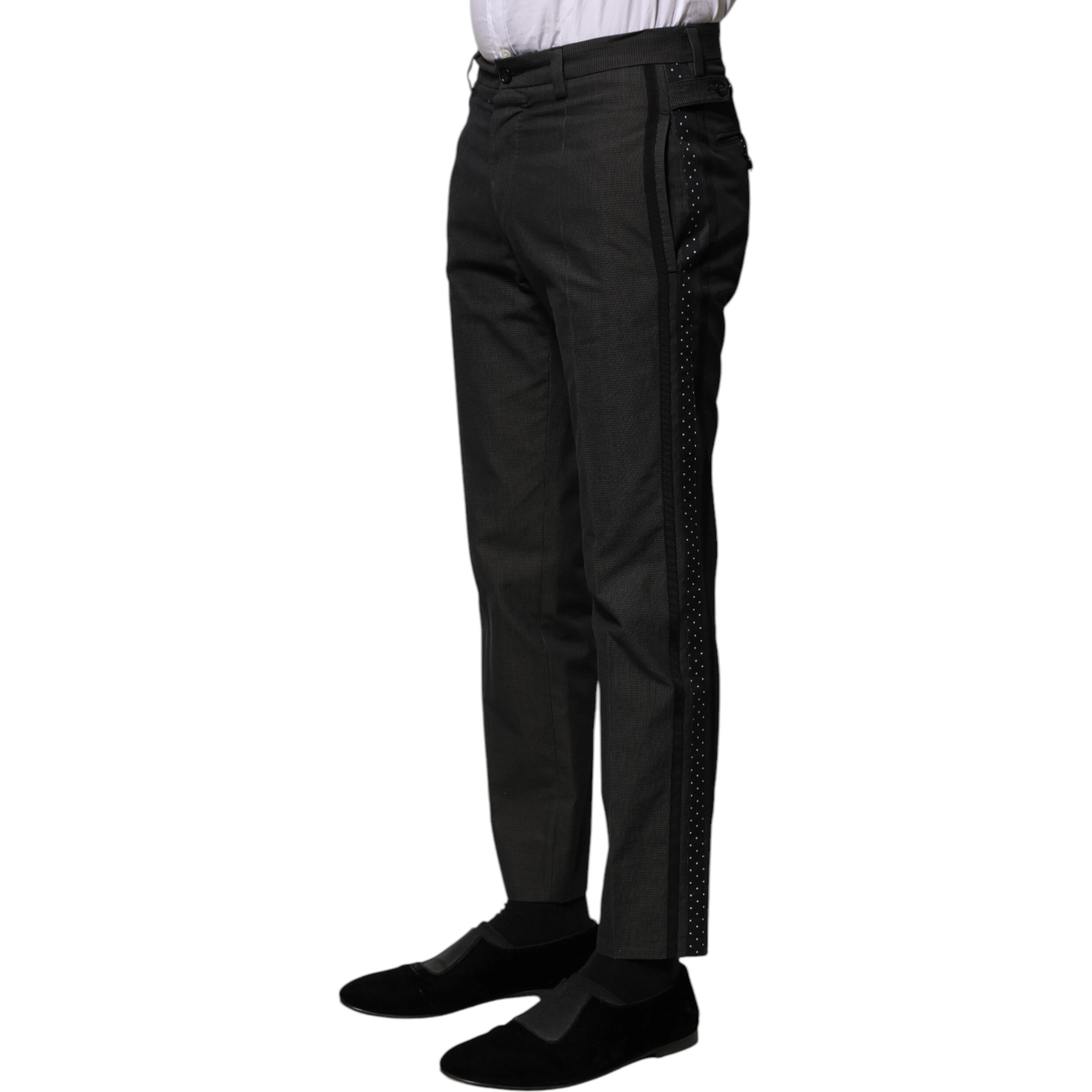 Gray Cotton Patterned Formal Pants