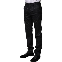Black Wool Striped Formal Pants