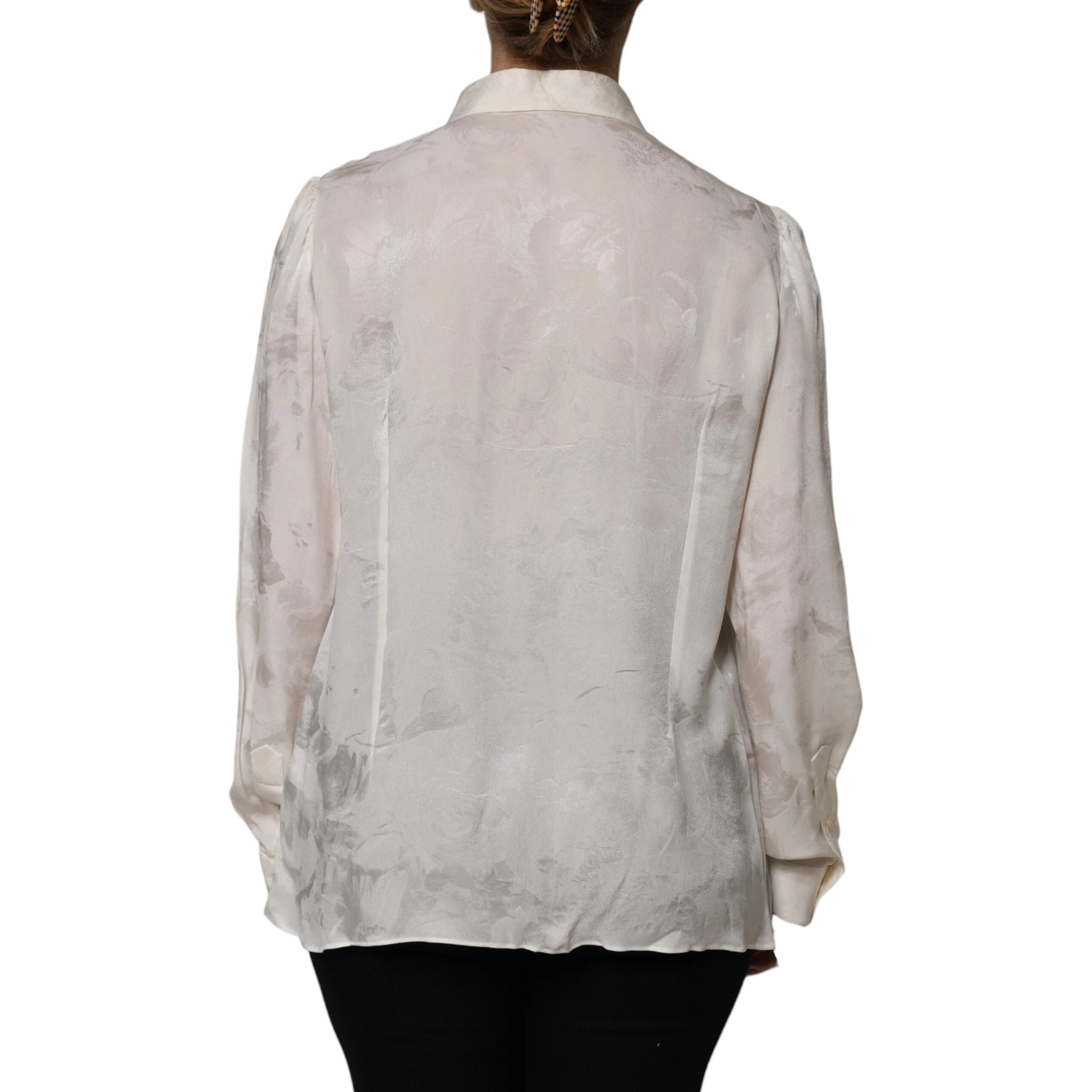 White Button Down Long Sleeves Blouse Top
