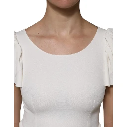 White Viscose Round Neck Short Sleeves Top