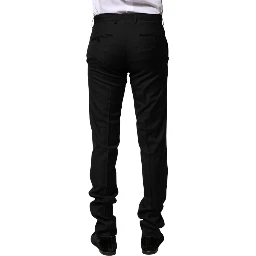 Black Wool Formal Men Slim Pants