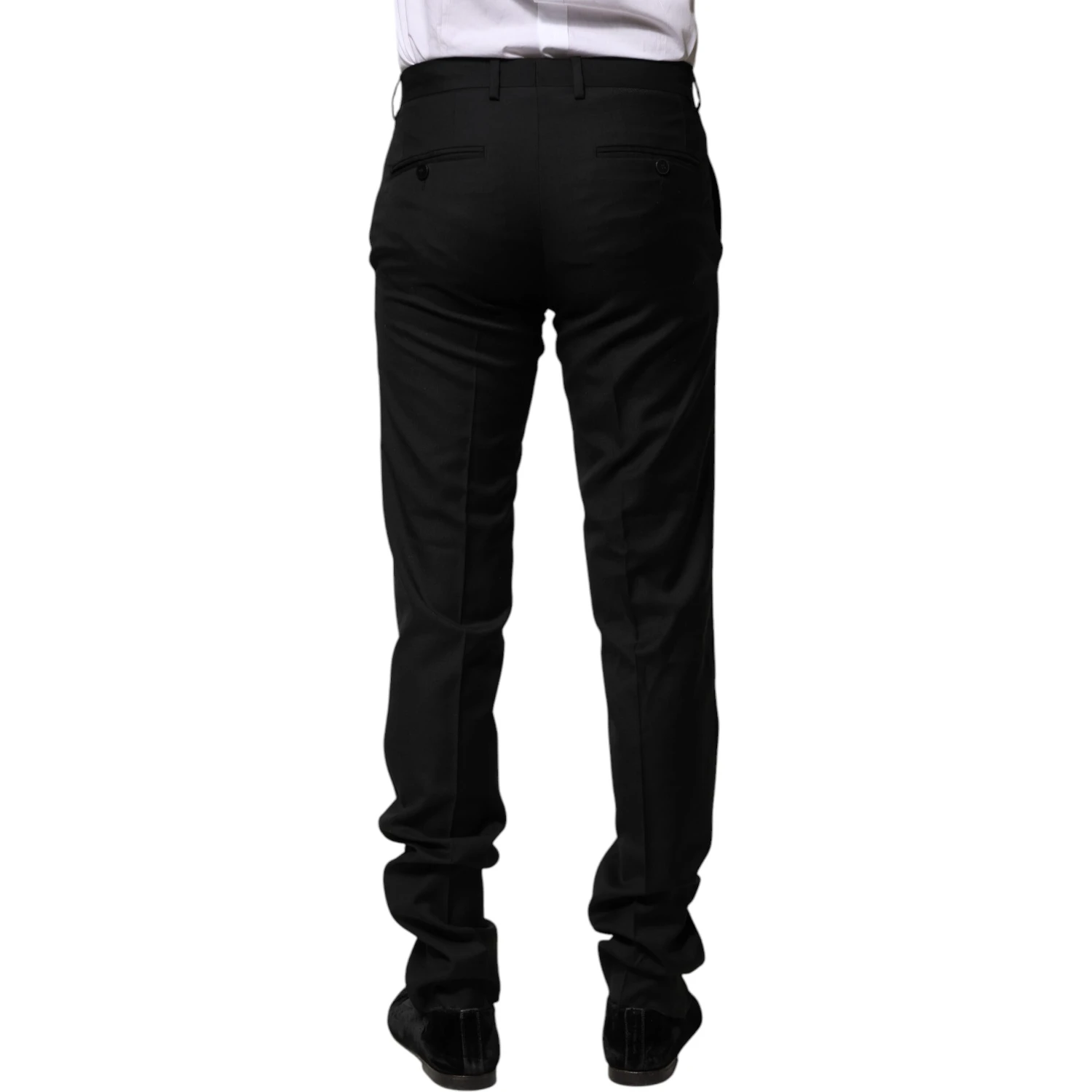 Black Wool Formal Men Slim Pants