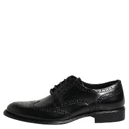 Black Leather Derby Wingtip Formal Shoes