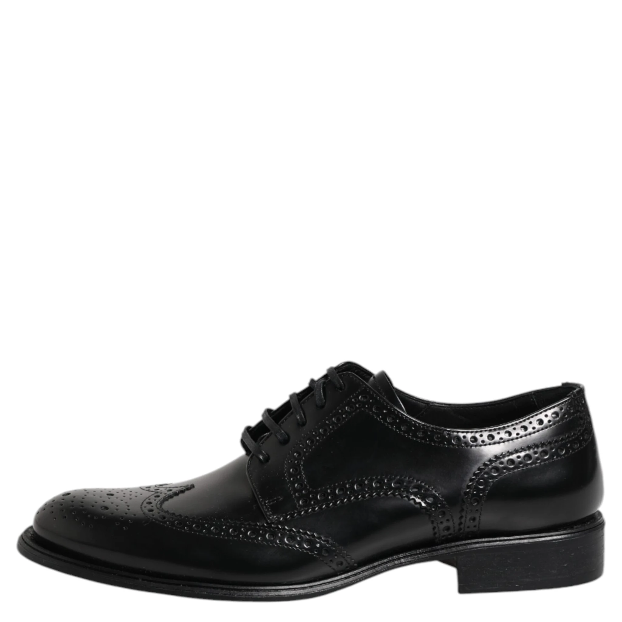 Black Leather Derby Wingtip Formal Shoes