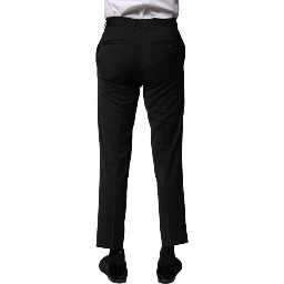 Black Wool Formal Men Cropped Pants