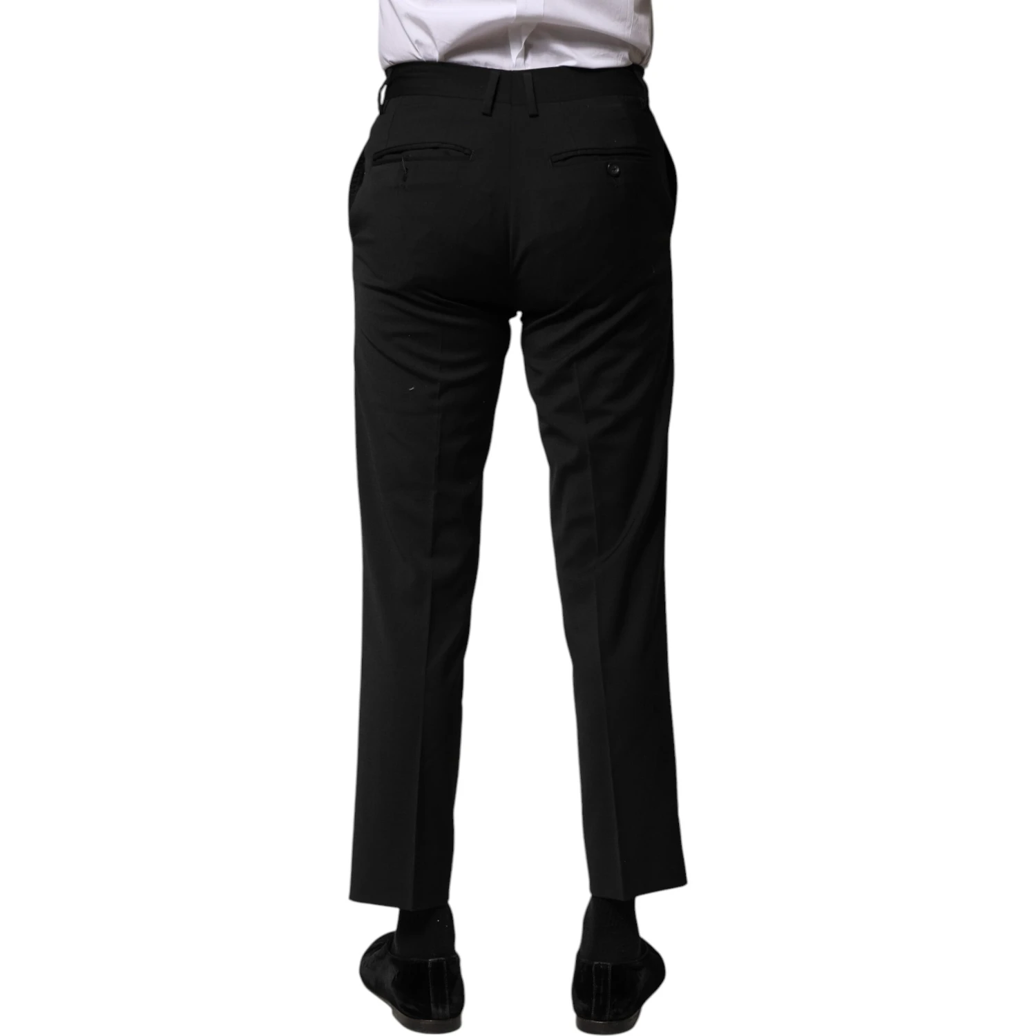 Black Wool Formal Men Cropped Pants