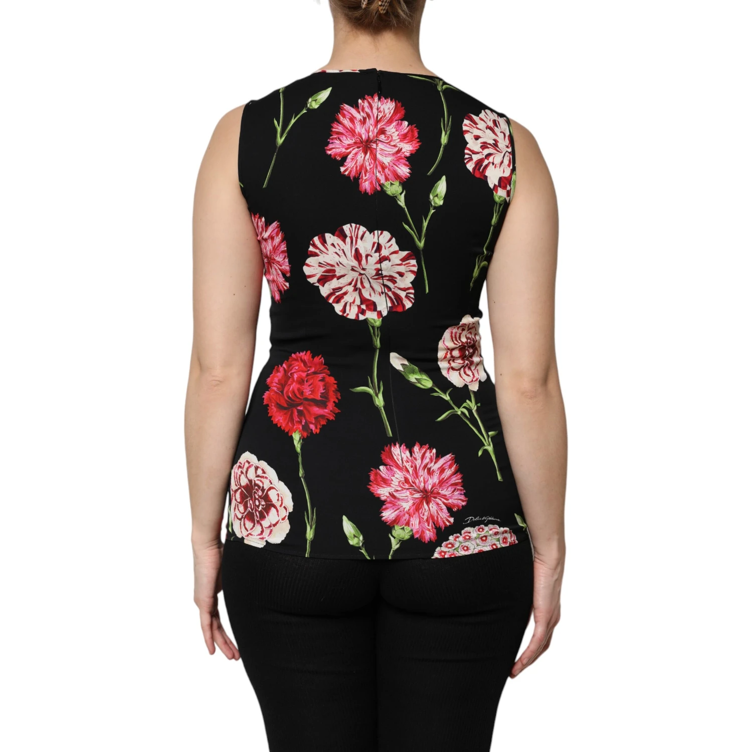 Black Floral Print Sleeveless Tank Blouse Top