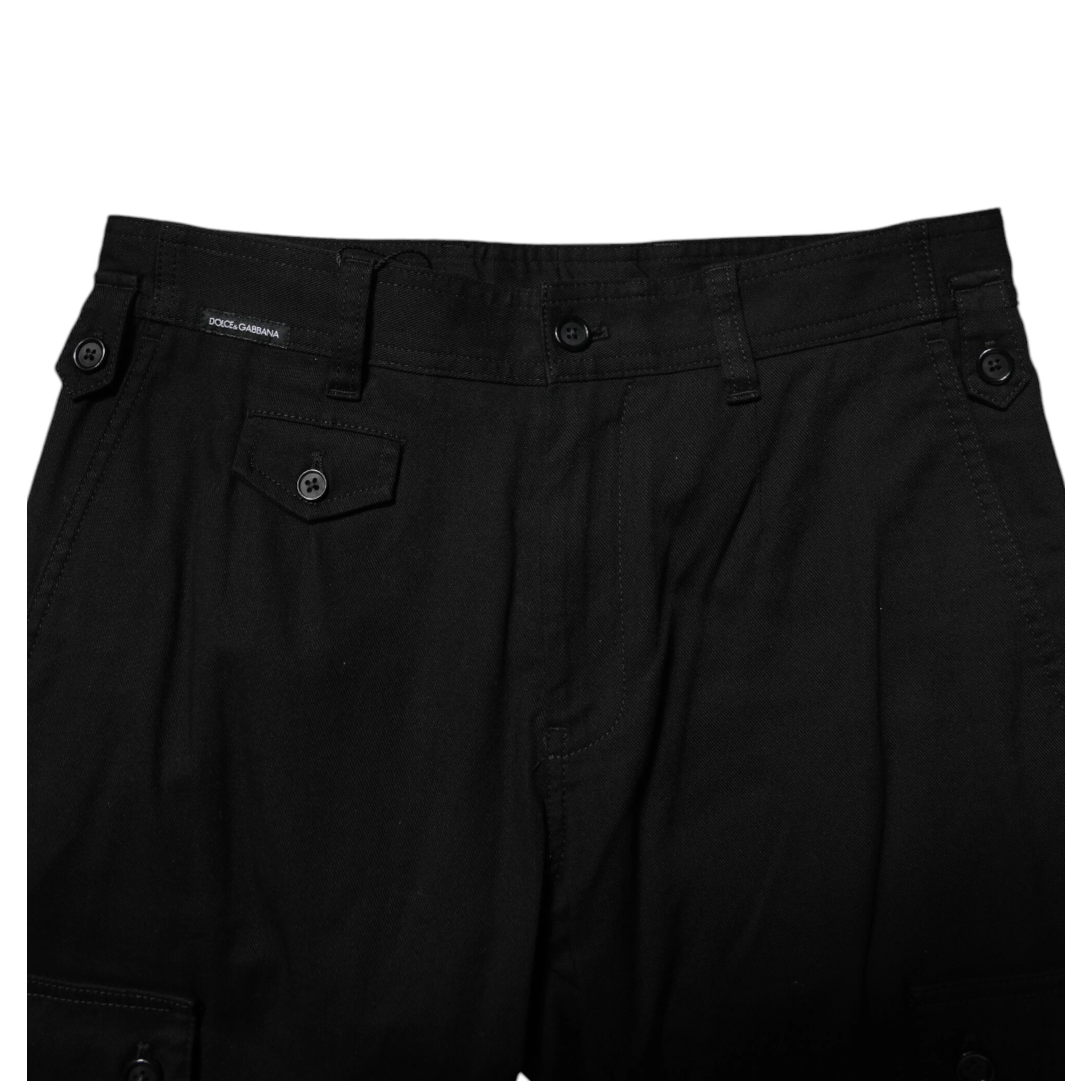 Black Cotton Formal Men Cropped Pants