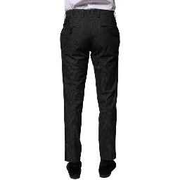 Gray Cotton Patterned Formal Pants