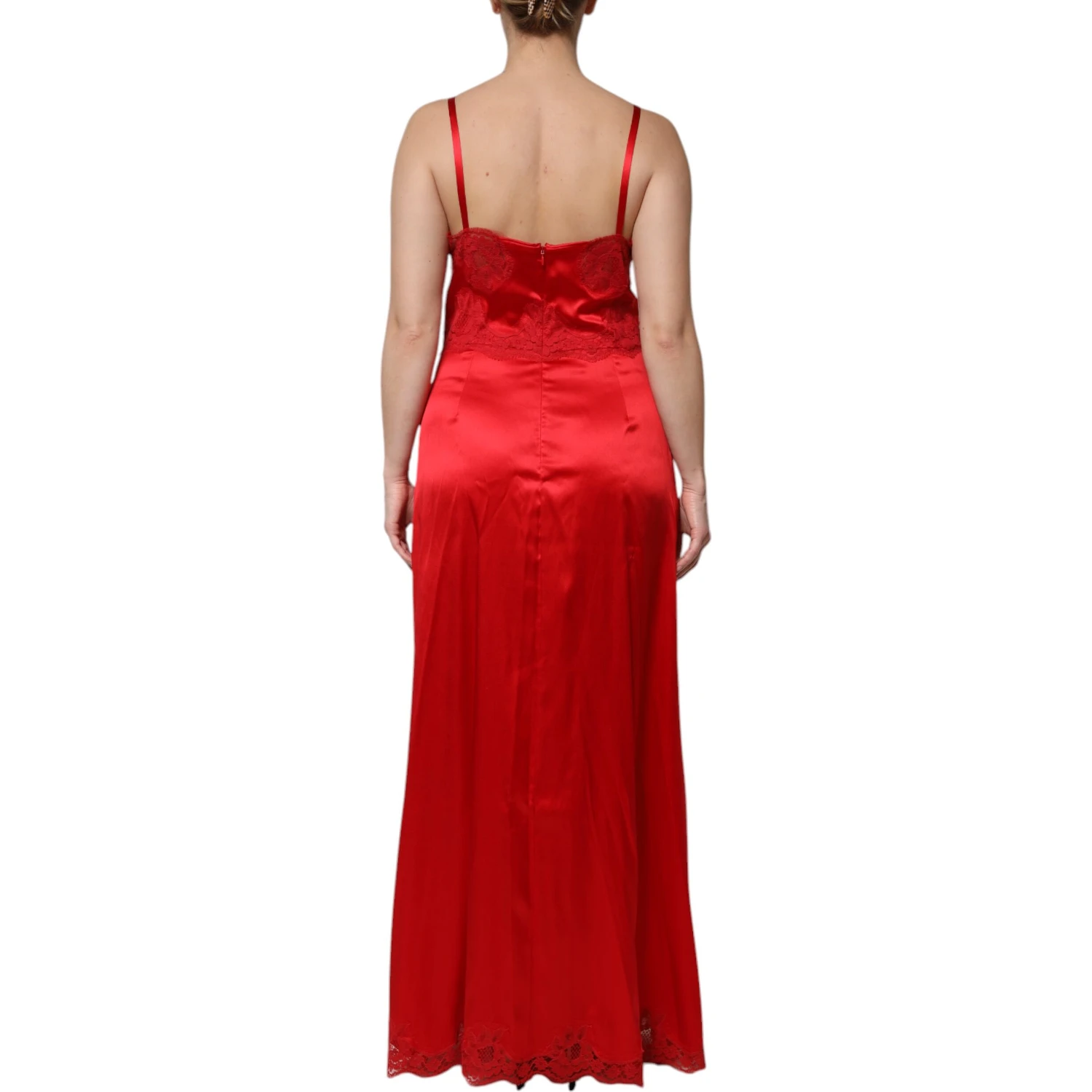 Red Silk Sleeveless Maxi Long Dress